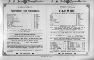 Theaterzettel (Oper und Burgtheater in Wien) 18960425 Seite: 1