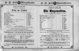 Theaterzettel (Oper und Burgtheater in Wien) 18960426 Seite: 1