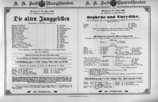 Theaterzettel (Oper und Burgtheater in Wien) 18960427 Seite: 1