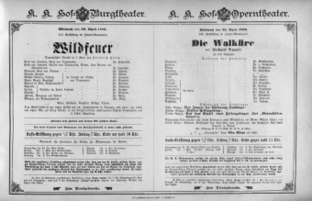 Theaterzettel (Oper und Burgtheater in Wien) 18960429 Seite: 1