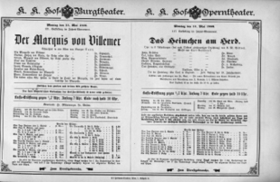 Theaterzettel (Oper und Burgtheater in Wien) 18960511 Seite: 1