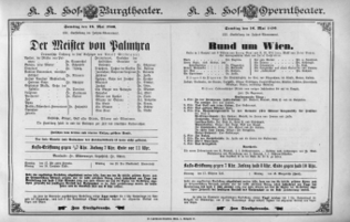Theaterzettel (Oper und Burgtheater in Wien) 18960516 Seite: 1