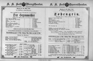 Theaterzettel (Oper und Burgtheater in Wien) 18960525 Seite: 1