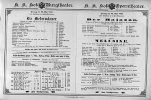 Theaterzettel (Oper und Burgtheater in Wien) 18960526 Seite: 1