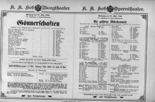 Theaterzettel (Oper und Burgtheater in Wien) 18960527 Seite: 1