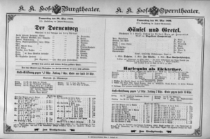 Theaterzettel (Oper und Burgtheater in Wien) 18960528 Seite: 1