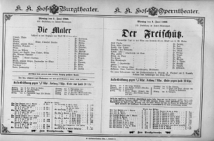 Theaterzettel (Oper und Burgtheater in Wien) 18960601 Seite: 1