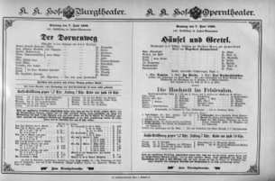 Theaterzettel (Oper und Burgtheater in Wien) 18960607 Seite: 1