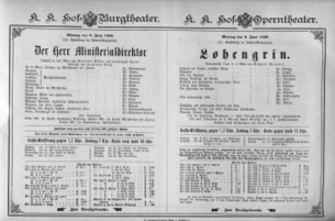 Theaterzettel (Oper und Burgtheater in Wien) 18960608 Seite: 1