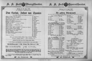 Theaterzettel (Oper und Burgtheater in Wien) 18960612 Seite: 1