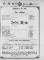 Theaterzettel (Oper und Burgtheater in Wien) 18960614 Seite: 1