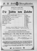 Theaterzettel (Oper und Burgtheater in Wien) 18960621 Seite: 1