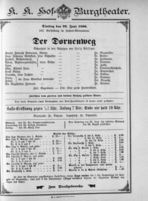 Theaterzettel (Oper und Burgtheater in Wien) 18960623 Seite: 1