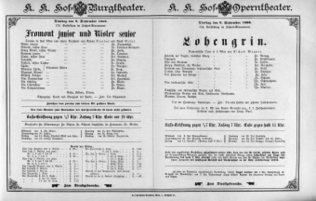 Theaterzettel (Oper und Burgtheater in Wien) 18960908 Seite: 1