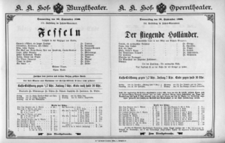 Theaterzettel (Oper und Burgtheater in Wien) 18960910 Seite: 1