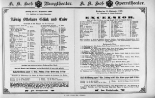 Theaterzettel (Oper und Burgtheater in Wien) 18960911 Seite: 1