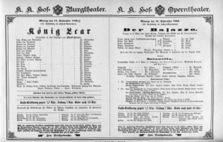 Theaterzettel (Oper und Burgtheater in Wien) 18960914 Seite: 1