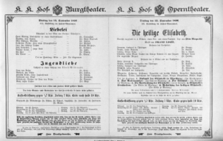 Theaterzettel (Oper und Burgtheater in Wien) 18960915 Seite: 1