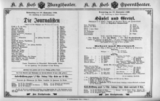 Theaterzettel (Oper und Burgtheater in Wien) 18960917 Seite: 1