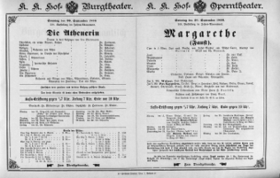 Theaterzettel (Oper und Burgtheater in Wien) 18960920 Seite: 1