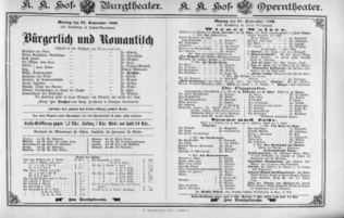 Theaterzettel (Oper und Burgtheater in Wien) 18960921 Seite: 1