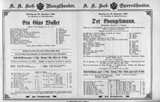Theaterzettel (Oper und Burgtheater in Wien) 18960926 Seite: 1