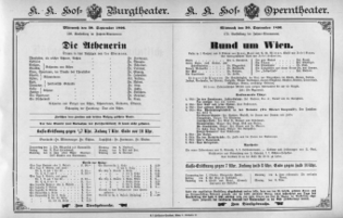 Theaterzettel (Oper und Burgtheater in Wien) 18960930 Seite: 1