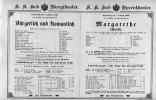 Theaterzettel (Oper und Burgtheater in Wien) 18961001 Seite: 1