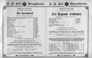 Theaterzettel (Oper und Burgtheater in Wien) 18961002 Seite: 1