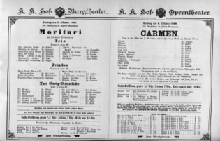 Theaterzettel (Oper und Burgtheater in Wien) 18961006 Seite: 1