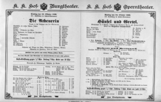 Theaterzettel (Oper und Burgtheater in Wien) 18961013 Seite: 1