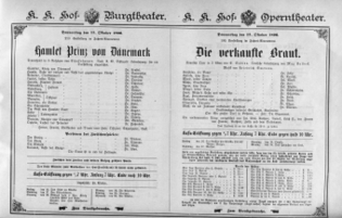 Theaterzettel (Oper und Burgtheater in Wien) 18961015 Seite: 1