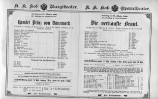 Theaterzettel (Oper und Burgtheater in Wien) 18961031 Seite: 1