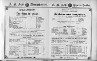 Theaterzettel (Oper und Burgtheater in Wien) 18961103 Seite: 1