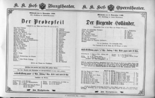 Theaterzettel (Oper und Burgtheater in Wien) 18961104 Seite: 1