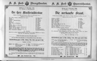 Theaterzettel (Oper und Burgtheater in Wien) 18961106 Seite: 1