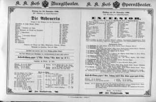 Theaterzettel (Oper und Burgtheater in Wien) 18961110 Seite: 1