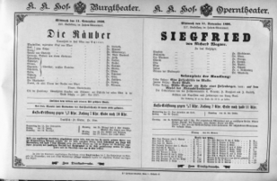 Theaterzettel (Oper und Burgtheater in Wien) 18961111 Seite: 1