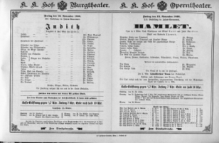 Theaterzettel (Oper und Burgtheater in Wien) 18961113 Seite: 1
