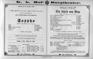Theaterzettel (Oper und Burgtheater in Wien) 18961115 Seite: 1