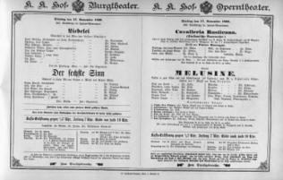 Theaterzettel (Oper und Burgtheater in Wien) 18961117 Seite: 1