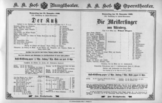 Theaterzettel (Oper und Burgtheater in Wien) 18961119 Seite: 1