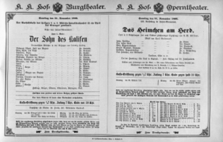 Theaterzettel (Oper und Burgtheater in Wien) 18961121 Seite: 1