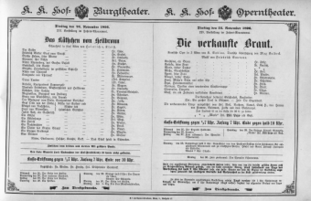 Theaterzettel (Oper und Burgtheater in Wien) 18961124 Seite: 1
