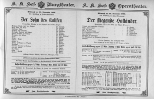 Theaterzettel (Oper und Burgtheater in Wien) 18961125 Seite: 1