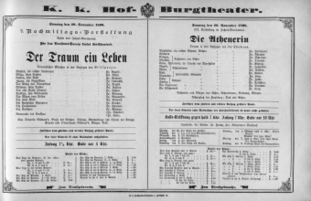 Theaterzettel (Oper und Burgtheater in Wien) 18961129 Seite: 1