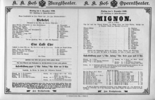 Theaterzettel (Oper und Burgtheater in Wien) 18961201 Seite: 1