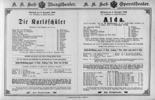 Theaterzettel (Oper und Burgtheater in Wien) 18961202 Seite: 1