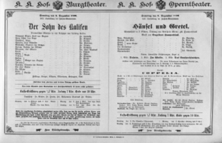 Theaterzettel (Oper und Burgtheater in Wien) 18961205 Seite: 1