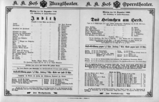 Theaterzettel (Oper und Burgtheater in Wien) 18961214 Seite: 1